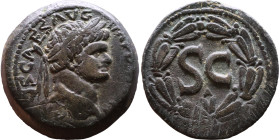 Domitian (81-96) Syria: Antioch. Bronze coin. Obverse: Bust of emperor. Reverse: Large S C