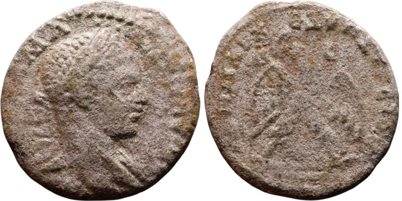 Elagabalus (218-222) Tetradrachm. Obverse: Bust of emperor. Reverse: Eagle stand...