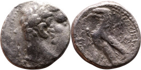 PHOENICIA: Tyre - Autonomy Issue ( I BC ) AR Shekel Obverse: Laureate bust of Melkart right Reverse: TYPOY IEPAΣ KAI AΣYΛOY (of Tyre the holy and invi...