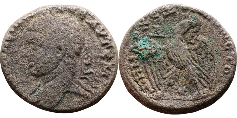 Elagabalus (218-222) Tetradrachm. Obverse: Bust of emperor. Reverse: Eagle stand...