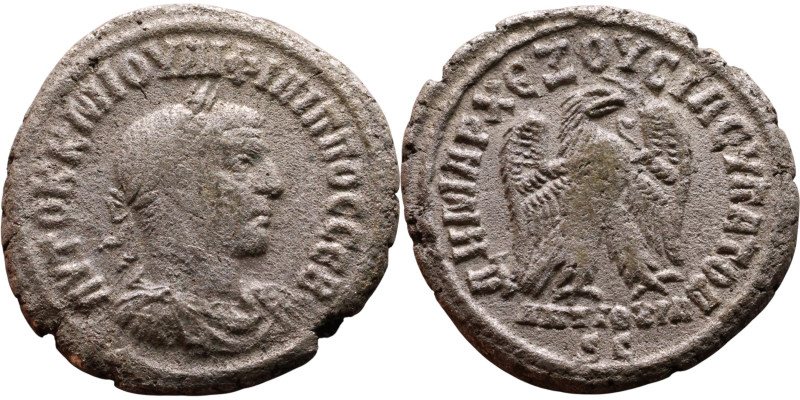 Philip I The Arab (244-249) Tetradrachm. Obverse: Bust of emperor. Reverse: Eagl...