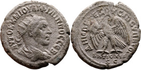 Philip I The Arab (244-249) Tetradrachm. Obverse: Bust of emperor. Reverse: Eagle standing left, head right, wreath in beak, tail right, wings spread