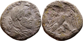 Macrinus  (217-218) Tetradrachm. Obverse: Bust of emperor. Reverse: Eagle standing left, head right, wreath in beak, tail right, wings spread