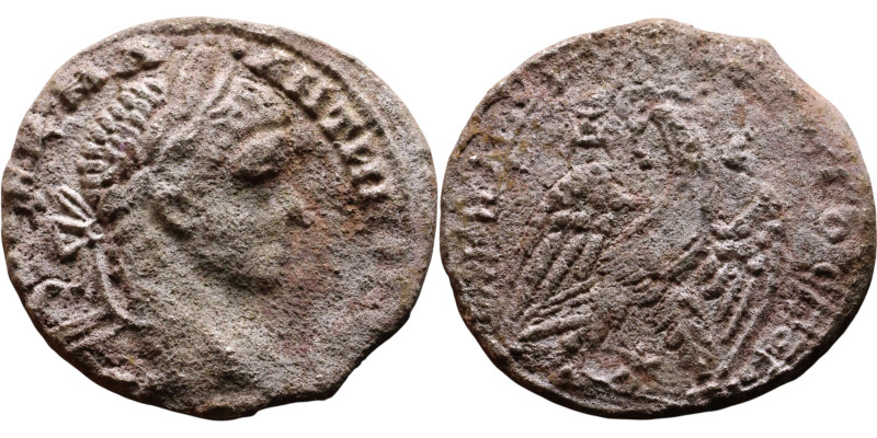 Elagabalus (218-222) Tetradrachm. Obverse: Bust of emperor. Reverse: Eagle stand...