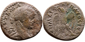Elagabalus (218-222) Tetradrachm. Obverse: Bust of emperor. Reverse: Eagle standing left, head right, wreath in beak, tail right, wings spread