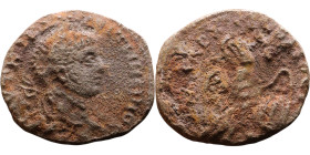 Elagabalus (218-222) Tetradrachm. Obverse: Bust of emperor. Reverse: Eagle standing left, head right, wreath in beak, tail right, wings spread
