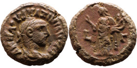 Diocletian  (285-305) Egypt: Tetradrachm. Obv: Laureate draped bust right  Reverse:  Tyche standing left holding rudder and cornucopiae