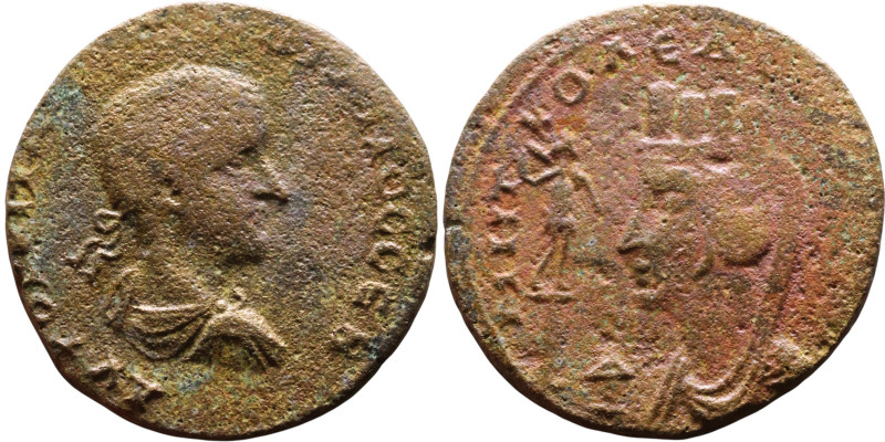 Gordian III (238-244) Bronze coin. Obv: Laureate, draped bust of emperor Rev: Bu...