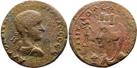 Gordian III (238-244) Bronze coin. Obv: Laureate, draped bust of emperor Rev: Bust of Tyche