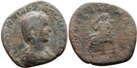 Herennia Etruscilla  (Wife od Decius) Sestertius. Obverse: Diademed and draped bust right  Reverse: Pudicitia seated left drawing out veil and holding...