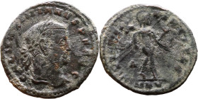 Maximianus. (286-305 ) Follis Obv: Laureate head right. Rev.: Mars, helmeted, walking right, holding transverse spear and shield. 