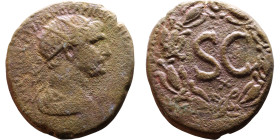 Trajan (98-117) Syria: Antioch. Obverse: Bust of emperor. Reverse: Large S C
