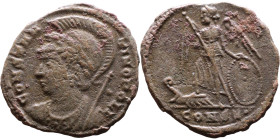 Constantinus I (306-337) Commemoratives Follis. Obverse: CONSTANTINOPOLIS, laureate, helmeted bust of Constantinopolis left, wearing imperial mantle, ...