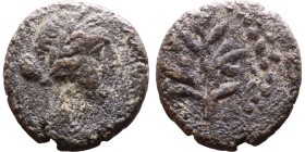 Nero (54-68) Antioch Syria. Bronze Obverse: head of Apollo, right Reverse: Lyre