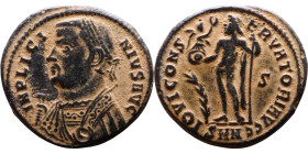 Licinius I (308-324 AD) follis. Obv: Cuirassed bust of Licinius Rev: Jupiter standing left, chlamys across left shoulder, leaning on scepter with eagl...