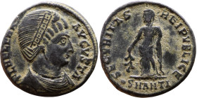 Helena (Mother of Constantine I) Mint: Antioch. Follis. Obverse: FL HELENA AVGVSTA, diademed and draped bust right, hair elaborately dressed Reverse: ...