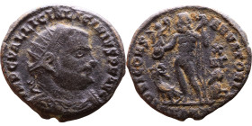 Licinius I (308-324 AD) follis. Obv: Cuirassed bust of Licinius Rev: Jupiter standing left, chlamys across left shoulder, leaning on scepter with eagl...