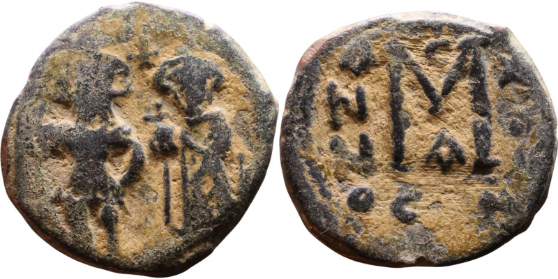Heraclius and Hercalius Constantine (610-641) Follis. Obverse: Heraclius on left...