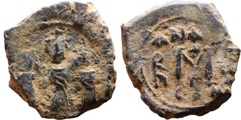 Heraclius, Martina and Heraclius Constantine (610-641) Follis Obverse: From left...