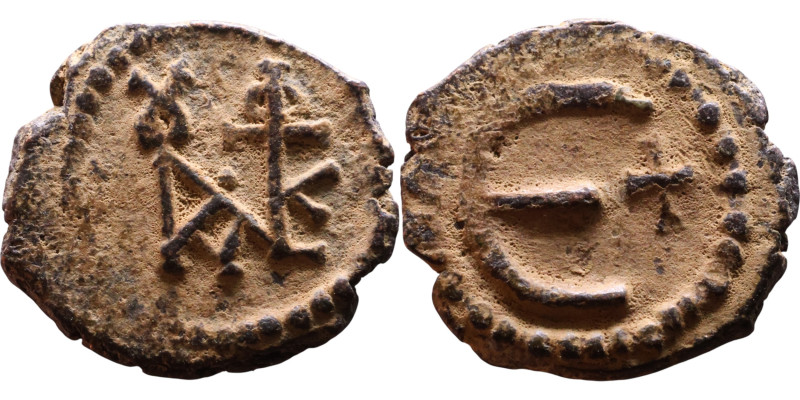 Justin II (565-578) Pentanummium. Obverse: Monogram Reverse: Large E

15mm 1,6...