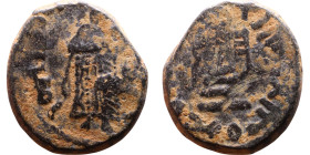 al-Malik ibn Marwan (687-705) Follis. Obverse: Standing caliph Reverse: Modified cross potent set on steps