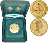 Australien: Elizabeth II. 1952-2022: 100 Dollars 2000 ”Sydney 2000”, Motiv Logo/ Farbiges Emblem. KM# 383, 10 g, 999/1000 Gold, in original Kapsel und...