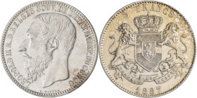 Belgisch Kongo: Congo Free State, Leopold II. 1865-1905: 5 Francs 1887, KM# 8, fast vorzüglich.
 [differenzbesteuert]