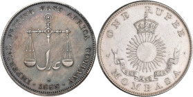 Britisch Ostafrika: Mombasa, Imperial British East Africa Company: 1 Rupee 1888 H. KM# 5. Kleine Kratzer, sehr schön - vorzüglich.
 [differenzbesteue...