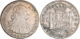 Chile: Karl IV. (Carolus IIII.) 1788-1808: 8 Reales 1805 So FJ (Santiago) 26,30 g. KM# 51, Cal-1045. Fast sehr schön.
 [differenzbesteuert]