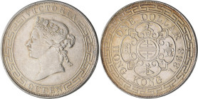 Hong Kong: Victoria 1837-1901: 1 Dollar 1868, KM# 10, 26,89g. Kleine Kratzer, Patinaansatz, sehr schön - vorzüglich.
 [differenzbesteuert]