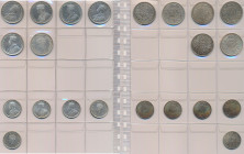 Indien: Britisch-Indien, George V. + Georg VI.: Münzblatt mit 11 Münzen, dabei 6 x 1 Rupie / Rupee 1911 - 1938 sowie 5 x Half Rupie / Rupee 1916-1940....