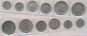 Indien: Britisch-Indien, George VI. 1936-1947: Kleines Lot 6 Münzen 1943-1945 der Lahore Mint, dabei 2 x 1 Rupie, 2 x ½ Rupie und 2 x 1/4 Rupie.
 [di...