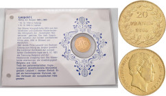 Belgien: Leopold I. 1831-1865: 20 Francs 1865 L. WIENER, KM# 23, Friedberg 411. 6,45 g, 900/1000 Gold. Im Folder der BW-Bank, sehr schön - vorzüglich....
