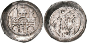 Frankreich: Elsass, Selz, Abtei: Denar / AR Denier / Pfennig o.J. (um 1200). Brustbild des Abtes mit Krummstab in der Linken und segnender Rechten, ob...