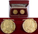 Frankreich: Louis XVIII. 1814-1824: 20 Francs 1817 + 1824 A, KM# 712.1, Friedberg 538. Beide Goldmünzen zu Manschettenknöpfen eingefasst, punziert MEC...