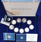 Frankreich: Olympische Spiele in Albertville 1992: 9 x 100 FRF Silber Gedenkmünzen 1989-1991, augenscheinlich eine komplette Serie (KM# 971 und Folgen...