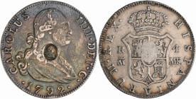 Großbritannien: George III. 1760-1820: ½ Dollar für den Umlauf als 2 Shillings 4½ Pence ND (1797) auf einem spanischen 4 Reales 1792 (M MF, Madrid, KM...