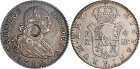 Großbritannien: George III. 1760-1820: ½ Dollar für den Umlauf als 2 Shillings 4½ Pence ND (1797) auf einem spanischen 4 Reales 1792 (M MF, Madrid, KM...