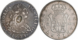 Großbritannien: George III. 1760-1820: ½ Dollar für den Umlauf als 2 Shillings 4½ Pence ND (1797) auf einem spanischen 4 Reales 1795 (M MF, Madrid, KM...