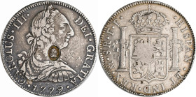 Großbritannien: George III. 1760-1820: Dollar für den Umlauf als 5 Shillings ND (1797) auf einem spanischen 8 Reales 1779 (Mo FF, Mexico City, KM# 106...
