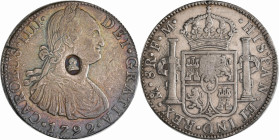 Großbritannien: George III. 1760-1820: Dollar für den Umlauf als 5 Shillings ND (1797) auf einem spanischen 8 Reales 1792 (Mo FM, Mexico City, KM# 109...