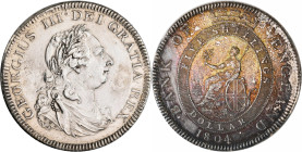 Großbritannien: George III. 1760-1820: Dollar 1804 für den Umlauf als 5 Shillings. 26,84 g. KM# Tn1 (GB, Token Coinage), Seaby 3768. Rückstände der Üb...
