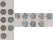 Großbritannien: Victoria 1837-1901: Set 8 x Florin (Two Shillings Gothic Type) 1849-1887 Diverse Erhaltungen, sehr schön - vorzüglich.
 [differenzbes...