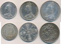 Großbritannien: Victoria 1837-1901: Set 3 Silbermünzen mit der Jahreszahl 1889, dabei Double Florin (KM# 763, Seaby 3923), ½ Crown (KM# 764) und Crown...
