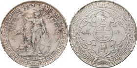 Großbritannien: Victoria 1837-1901: Trade Dollar 1897 ohne Buchstabe, Bombay. KM# T5. 26,93 g. Kleine Randfehler und Kratzer, sehr schön - vorzüglich....