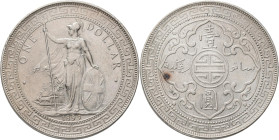 Großbritannien: Victoria 1837-1901: Trade Dollar 1899 B, Bombay Mint. KM# T5. 26,95 g. Kleine Randfehler und Kratzer, sehr schön - vorzüglich.
 [diff...