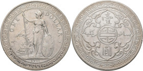 Großbritannien: George V. 1910-1936: Trade Dollar 1911 B, Bombay. KM# T5. 26,77 g. Kratzer, sehr schön.
 [differenzbesteuert]