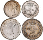 Großbritannien: Victoria 1837-1901: Maundy Set 1854 (1, 2, 3 und 4 Pence) KM# MDS 105. In Quadrumdose aufbewahrt, vorzüglich.
 [differenzbesteuert]