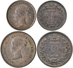 Großbritannien: Victoria 1837-1901: Maundy Set 1866 (1, 2, 3 und 4 Pence) KM# MDS 117. Lose aufbewahrt, Patina, vorzüglich - Stempelglanz.
 [differen...