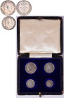 Großbritannien: Edward VII. 1901-1910: Maundy Set 1904 (1, 2, 3 und 4 Pence) KM# MDS 161. Im Ausgabeetui (Maundy Money box, beschädigt), Stempelglanz....